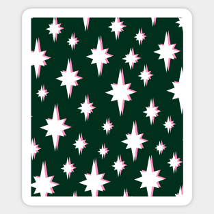 Celestial Stars Pattern in Green, Pink and White Sticker